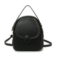 Fashion mini backpack in PU leather, compact 20x23x8 cm size, available in black and brown, with soft handle and zippered interior