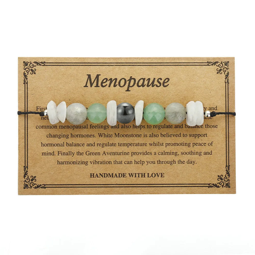 Handcrafted geometric stone bracelet with wax line beaded texture in colour 3906