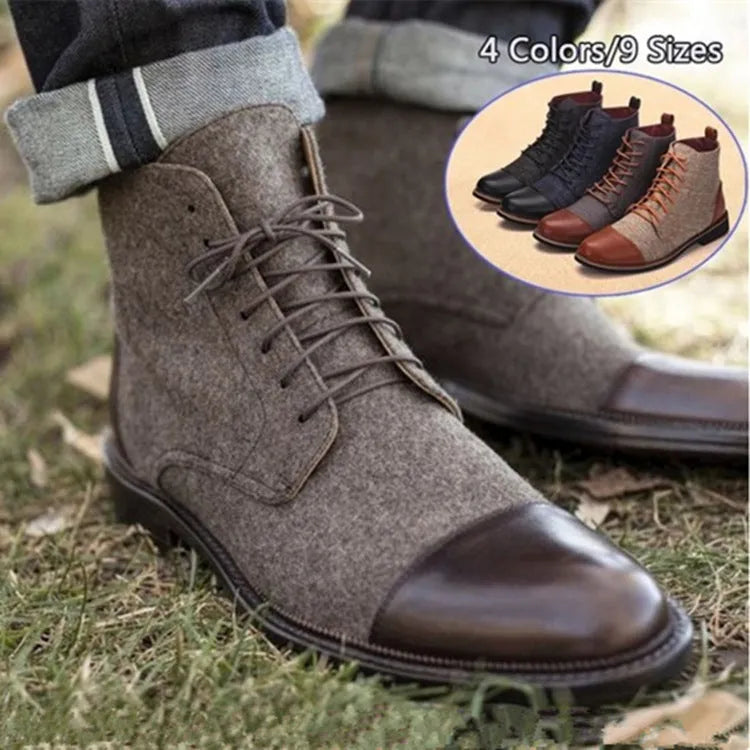 Men's large leather motorcycle boots with belt buckles in black, blue, grey, or khaki.