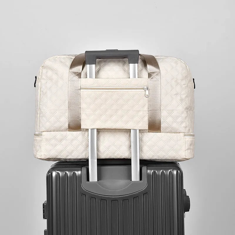 Oxford cloth leisure travel bag with sewing thread detailing in solid colour options