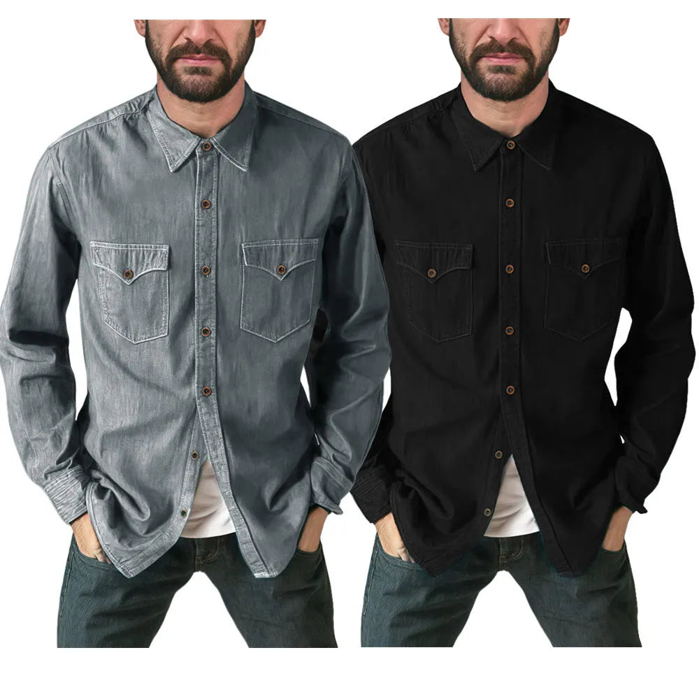 Men's denim cardigan coat in cotton fabric available in multiple sizes and colours
