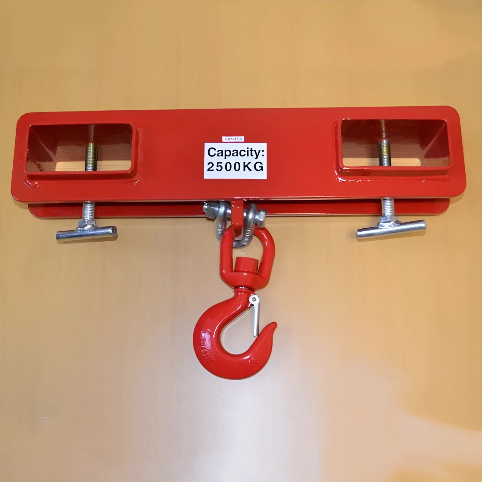 MK forklift rotatable crane hook with safety lock mounted on forklift forks