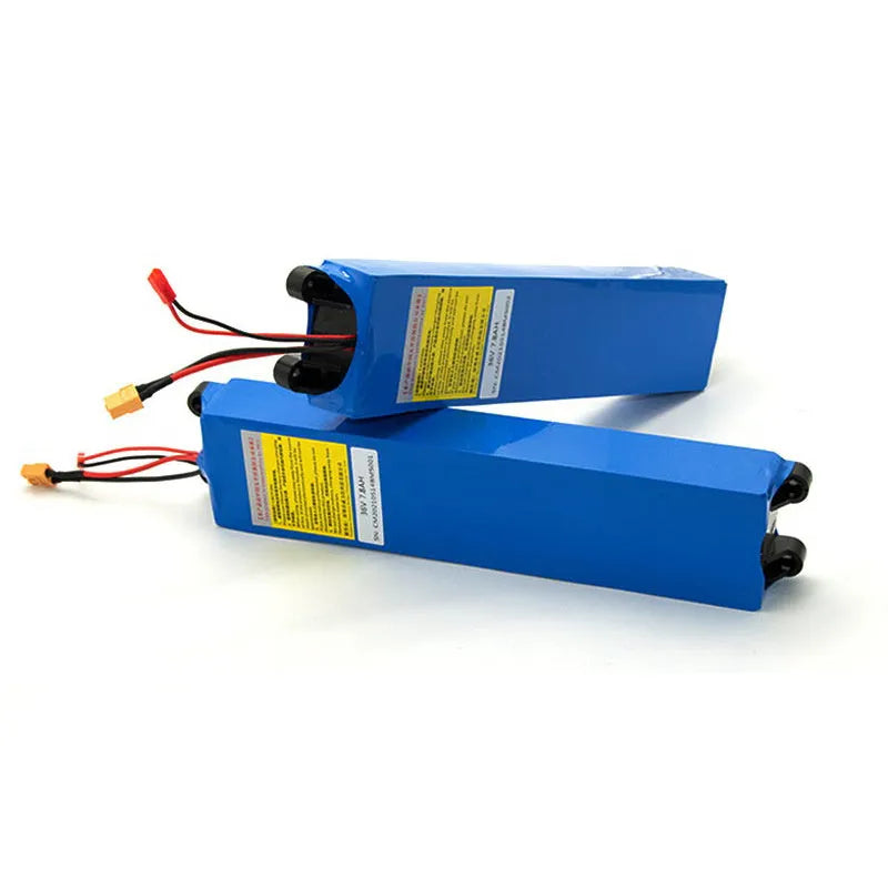 36 volt electric scooter lithium battery pack showing three capacity options: 6.6Ah, 7.8Ah, and 10.4Ah.