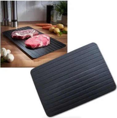 Black aluminum defrosting tray for thawing frozen meat without electricity