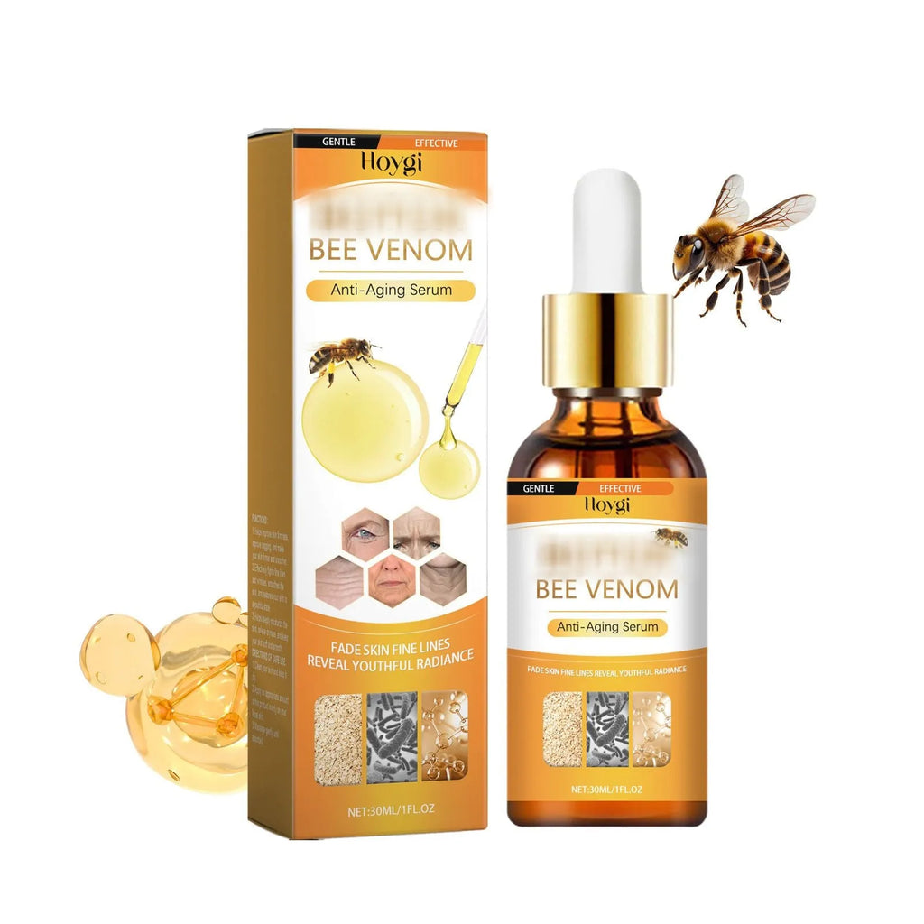 30ml bottle of anti-aging essence liquid with hyaluronic acid and bee venom skincare formula