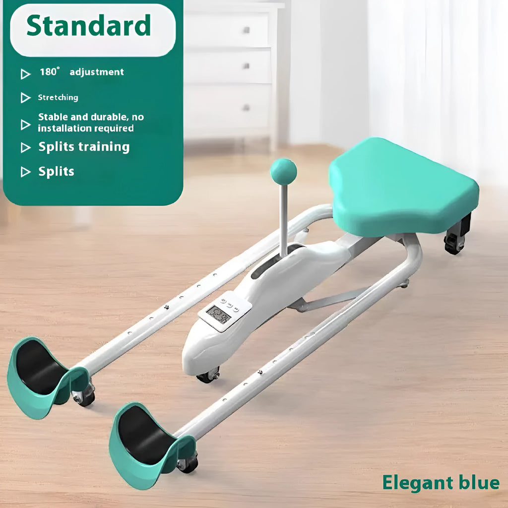 Single-person leg stretching equipment with steel pipe frame, available in pink or blue with optional backrest