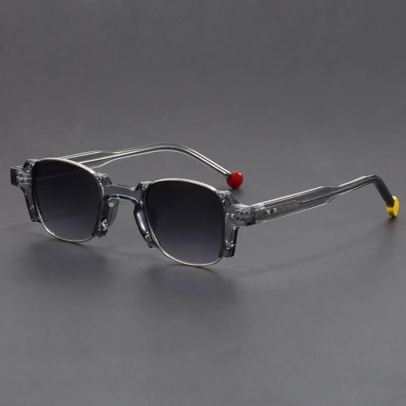 Retro square frame sunglasses with PC construction in seven colour options including dark green and bright black