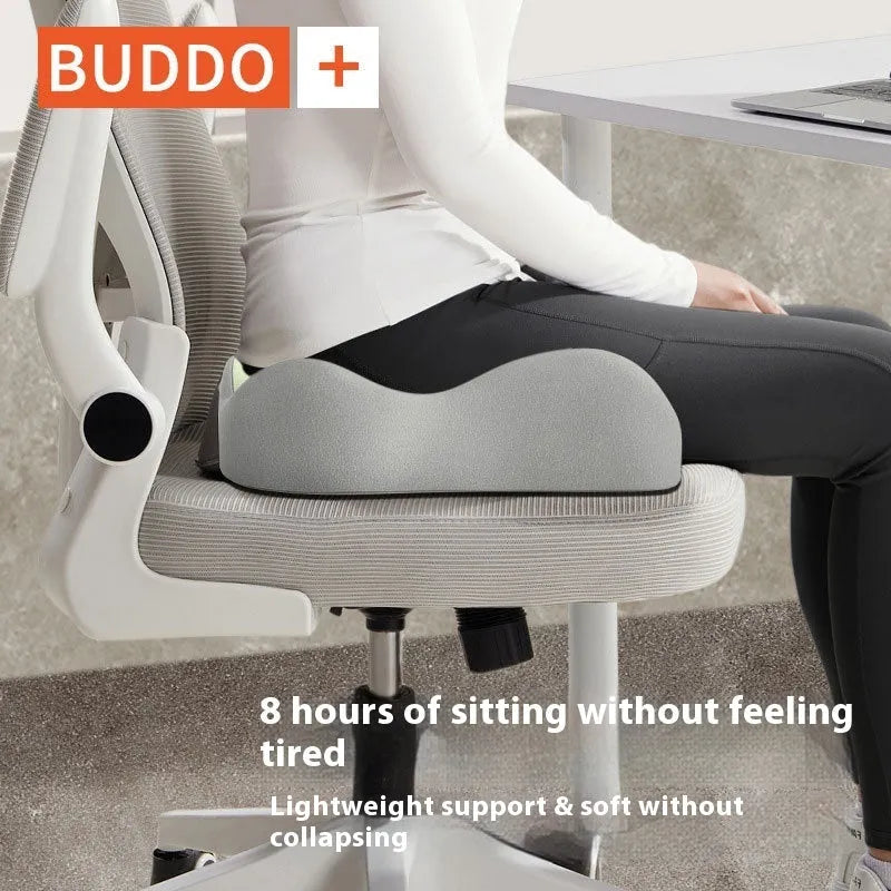 Memory foam seat cushion with waist support and tail vertebra decompression in volunteer material