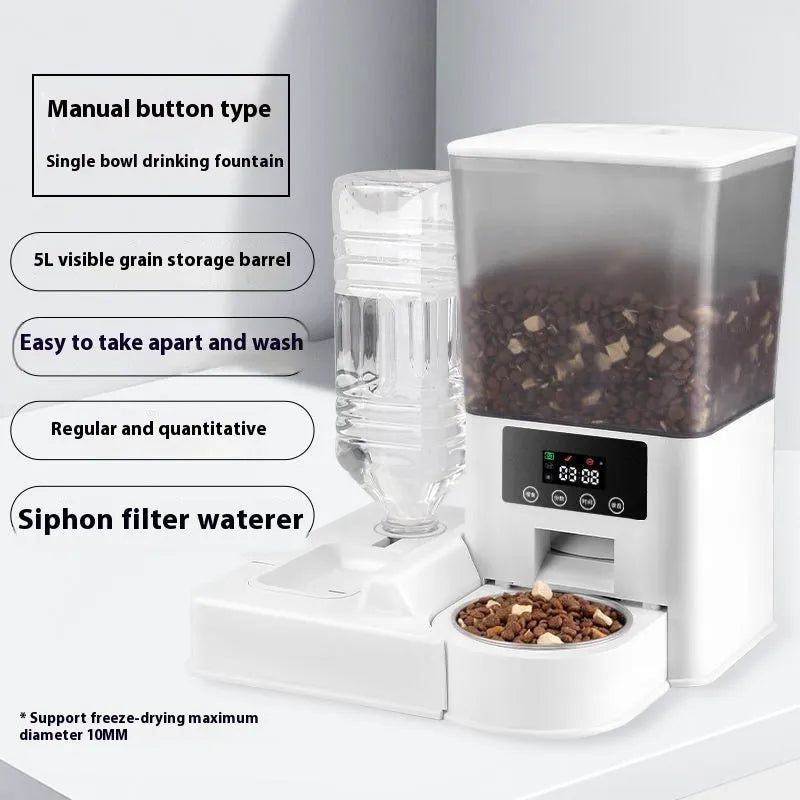 5L intelligent pet feeder with stainless steel bowl for remote timed feeding of dogs and cats