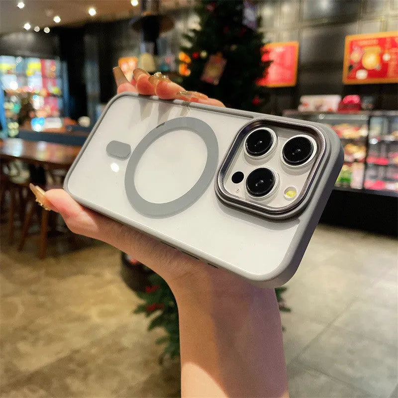 Acrylic magnetic soft edge phone case with anti-fingerprint sprayed finish for iPhone in multiple colours