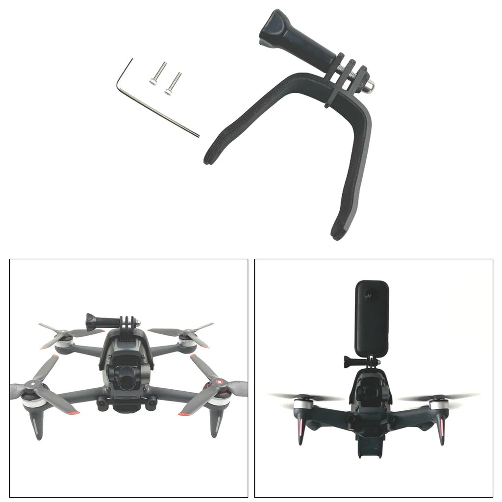 3D-printed hard plastic action camera expansion bracket with sponge padding for FPV drone use