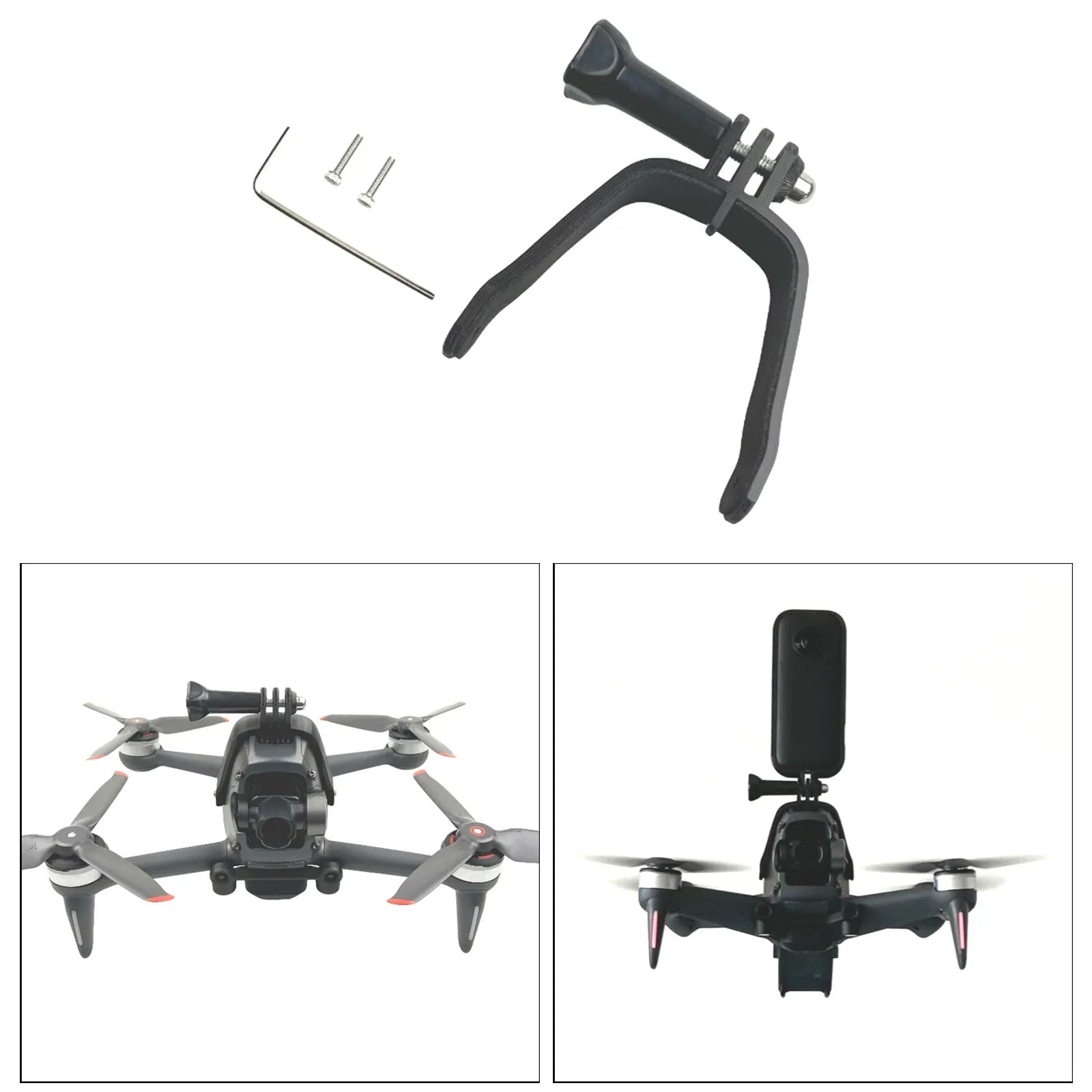 3D-printed hard plastic action camera expansion bracket with sponge padding for FPV drone use