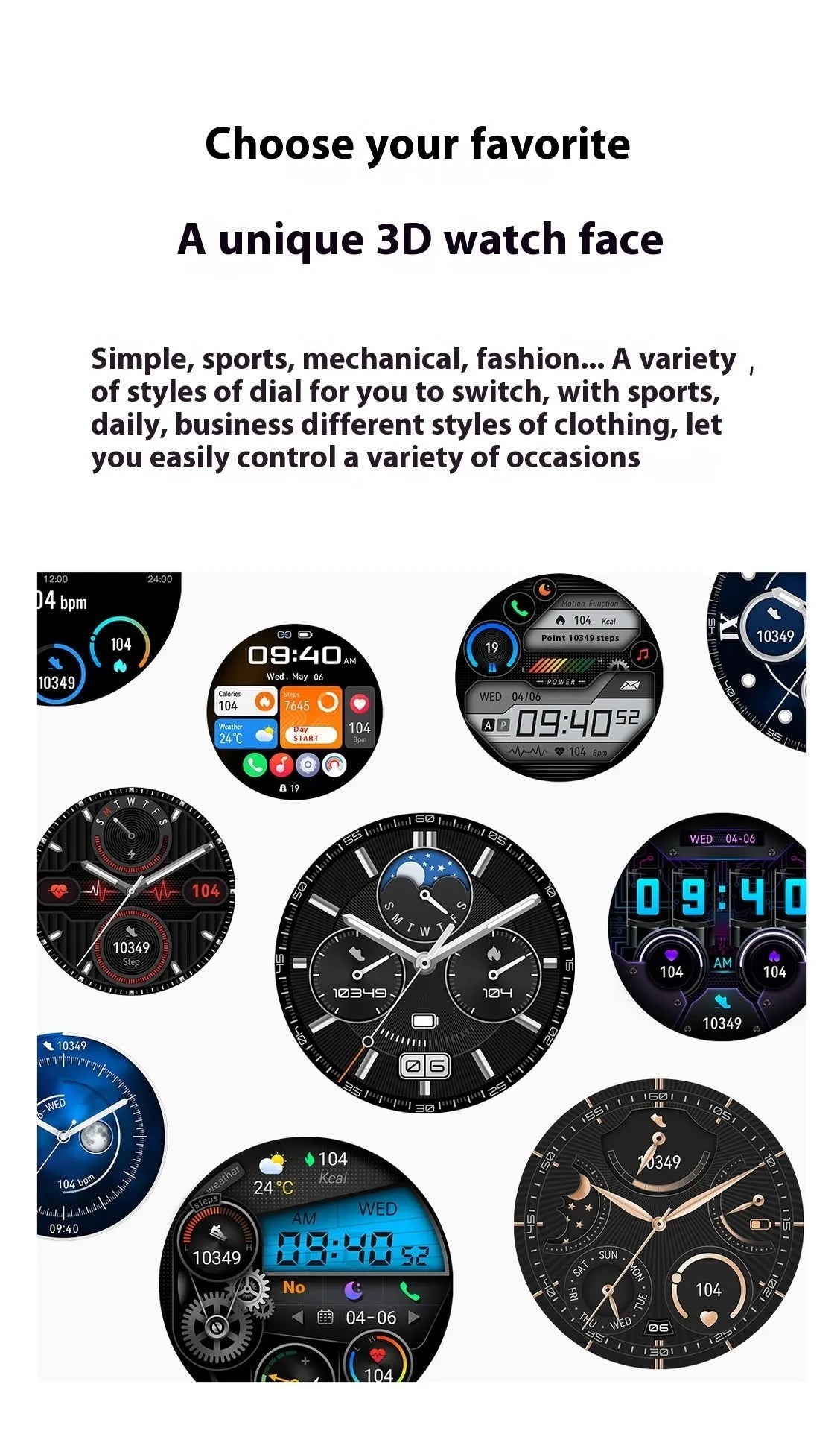 Black silicone strap smartwatch with silver vinyl case showing TFT touchscreen displaying health metrics