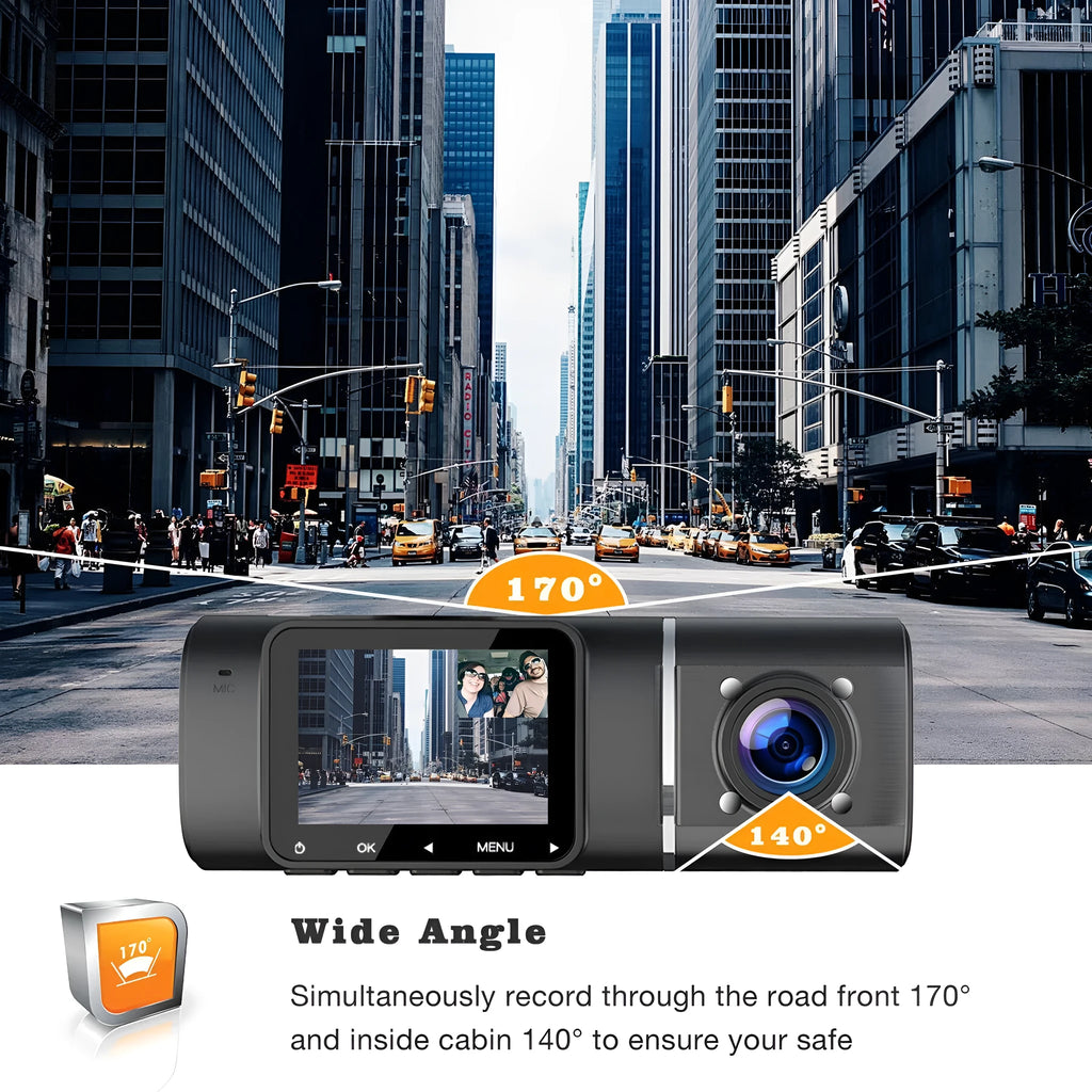 Standard black 1080p dashcam car camera with a 1.5-inch screen on its packaging.