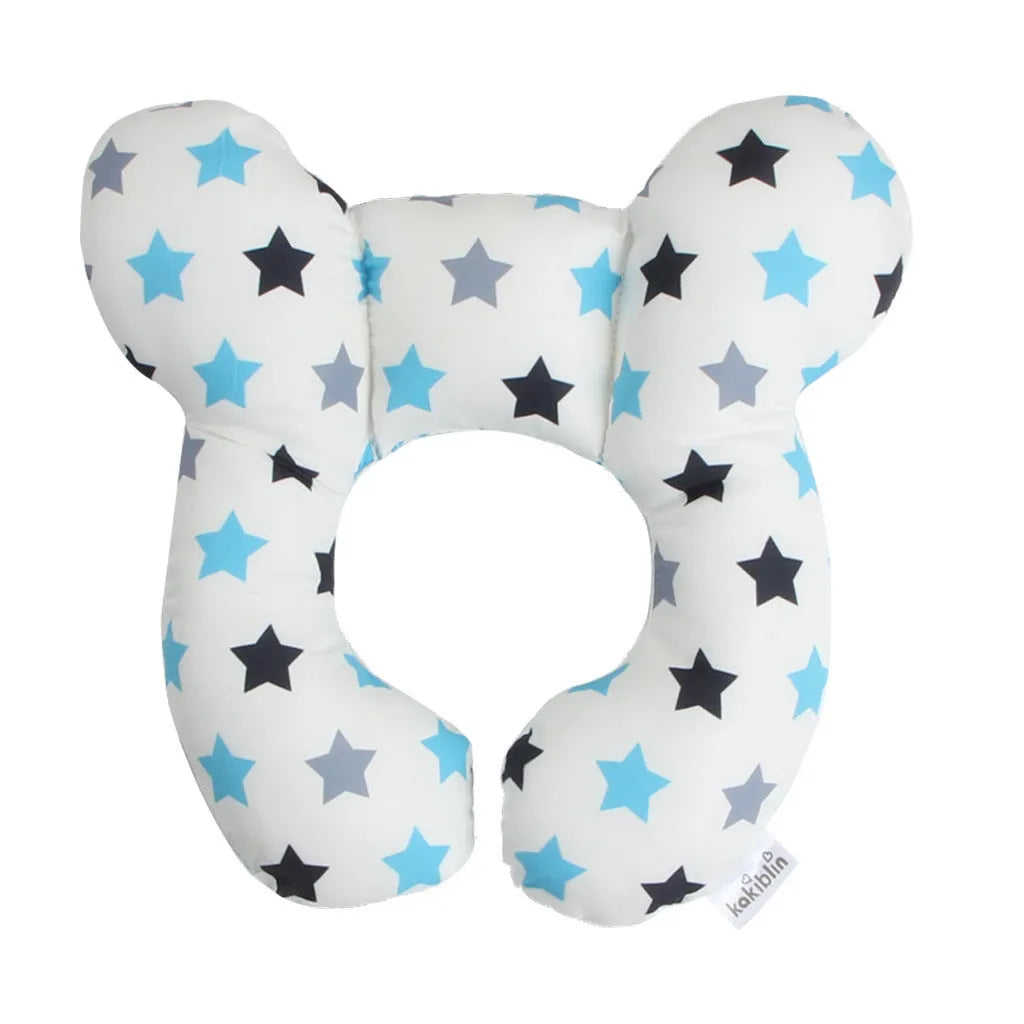 Cute cartoon print baby U-shape neck pillow 25x23cm with PP cotton filling for car seat travel