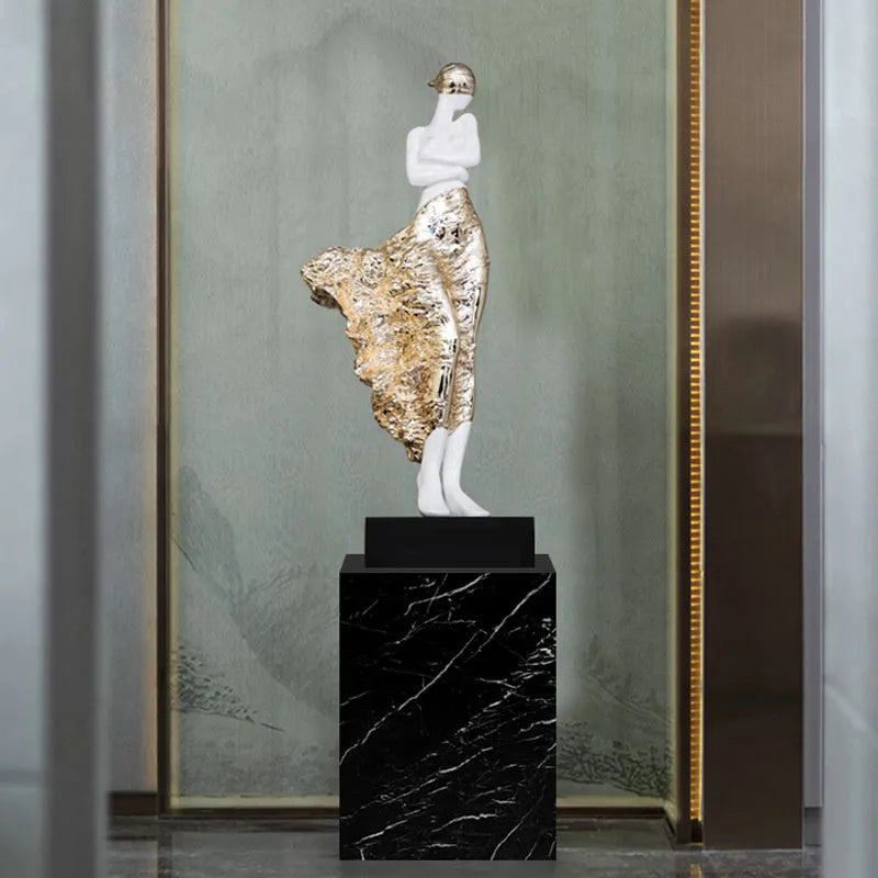 48cm resin character sculpture ornament in rose gold or silver finish