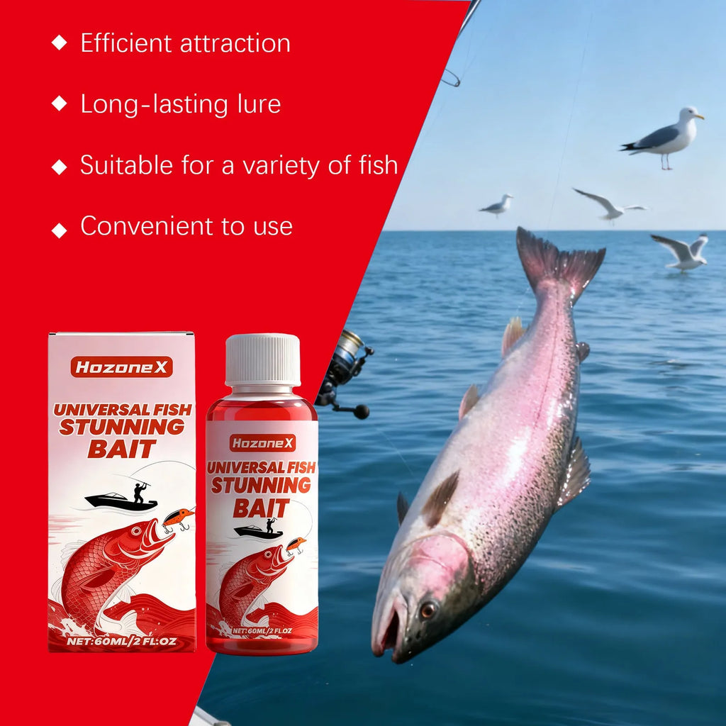 60ml bottle of Universal Fish Stunning Bait liquid attractant for freshwater and saltwater fishing