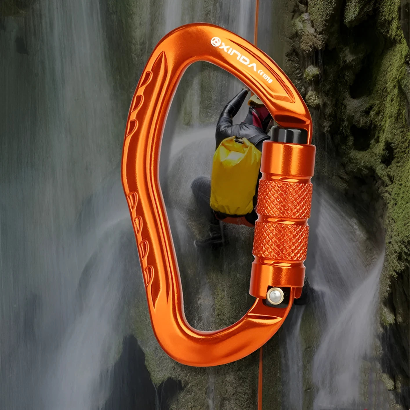 Automatic locking climbing carabiner in five colour options for rock climbing equipment