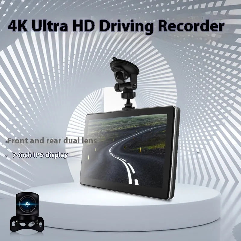 7-inch black wireless CarPlay projection car camera with wide-angle lens for dashboard installation