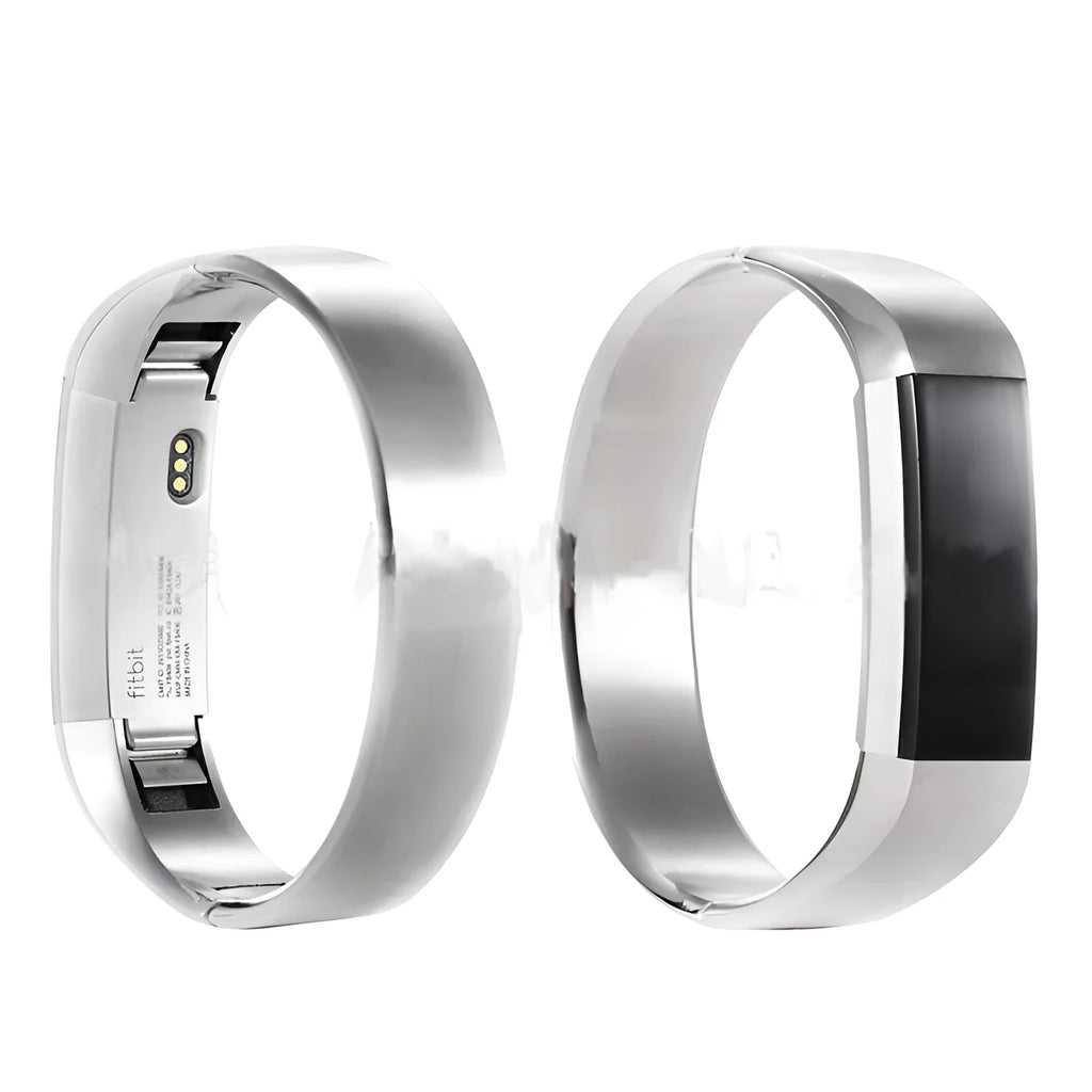 Stainless steel replacement bracelet for Fitbit Alta smartwatch in silver colour with deployment buckle