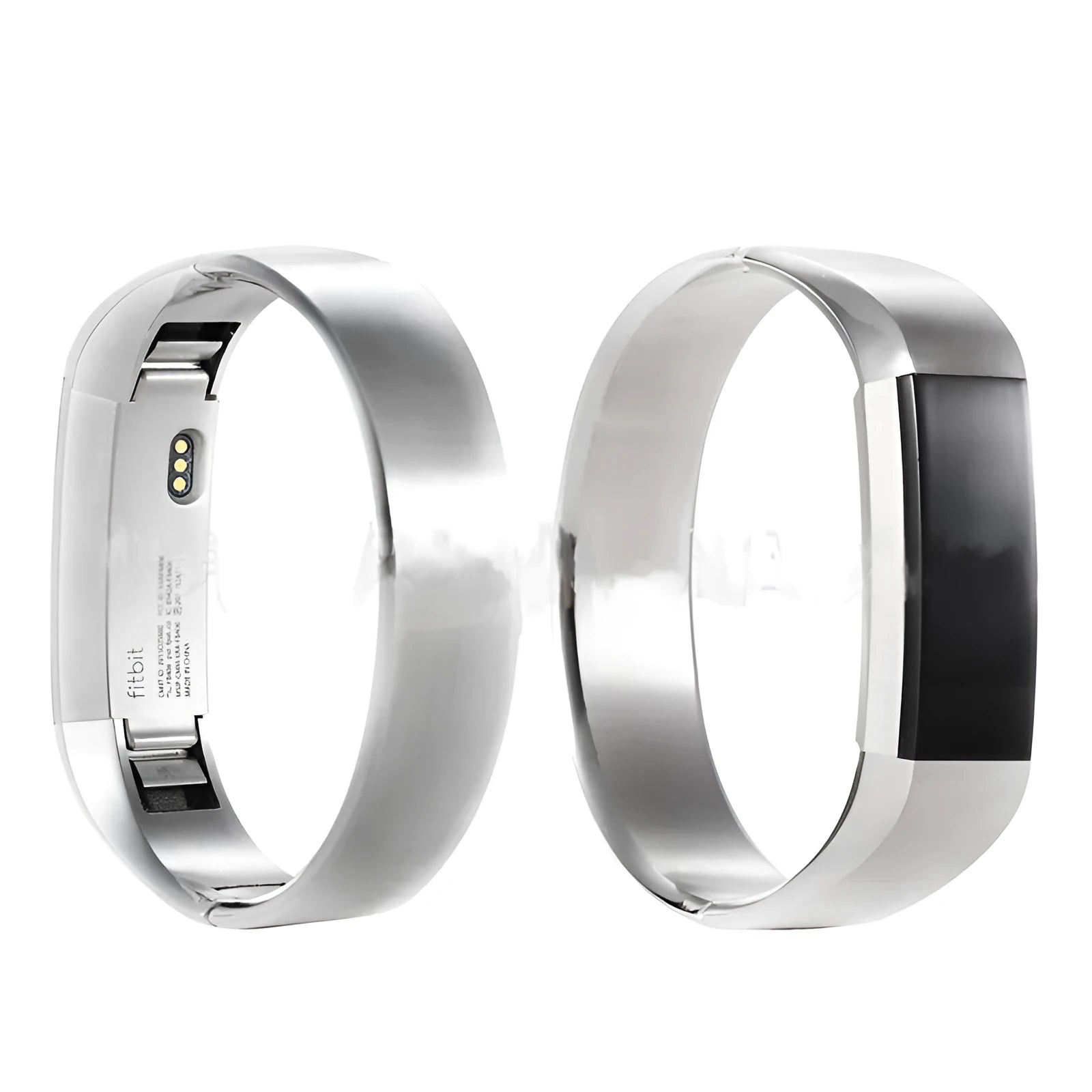 Stainless steel replacement bracelet for Fitbit Alta smartwatch in silver colour with deployment buckle