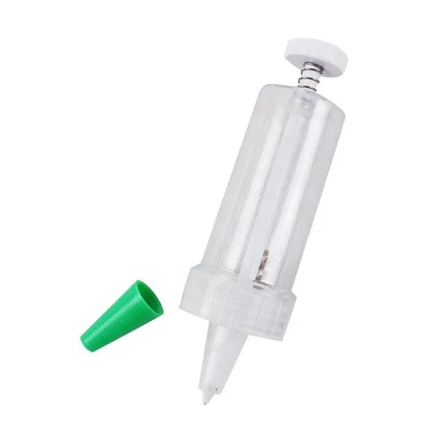 Plastic mini sower seed dispenser tool, 12cm length, for seeding pots and trays.