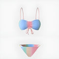 Women's lace-up triangle bikini swimsuit with matching pants in colour matching options