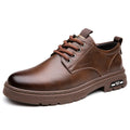 Retro style men's casual outdoor shoes in black with artificial PU upper and round toe design