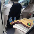 Black car seat back anti kick protection pad with flat business-style design on front seat back