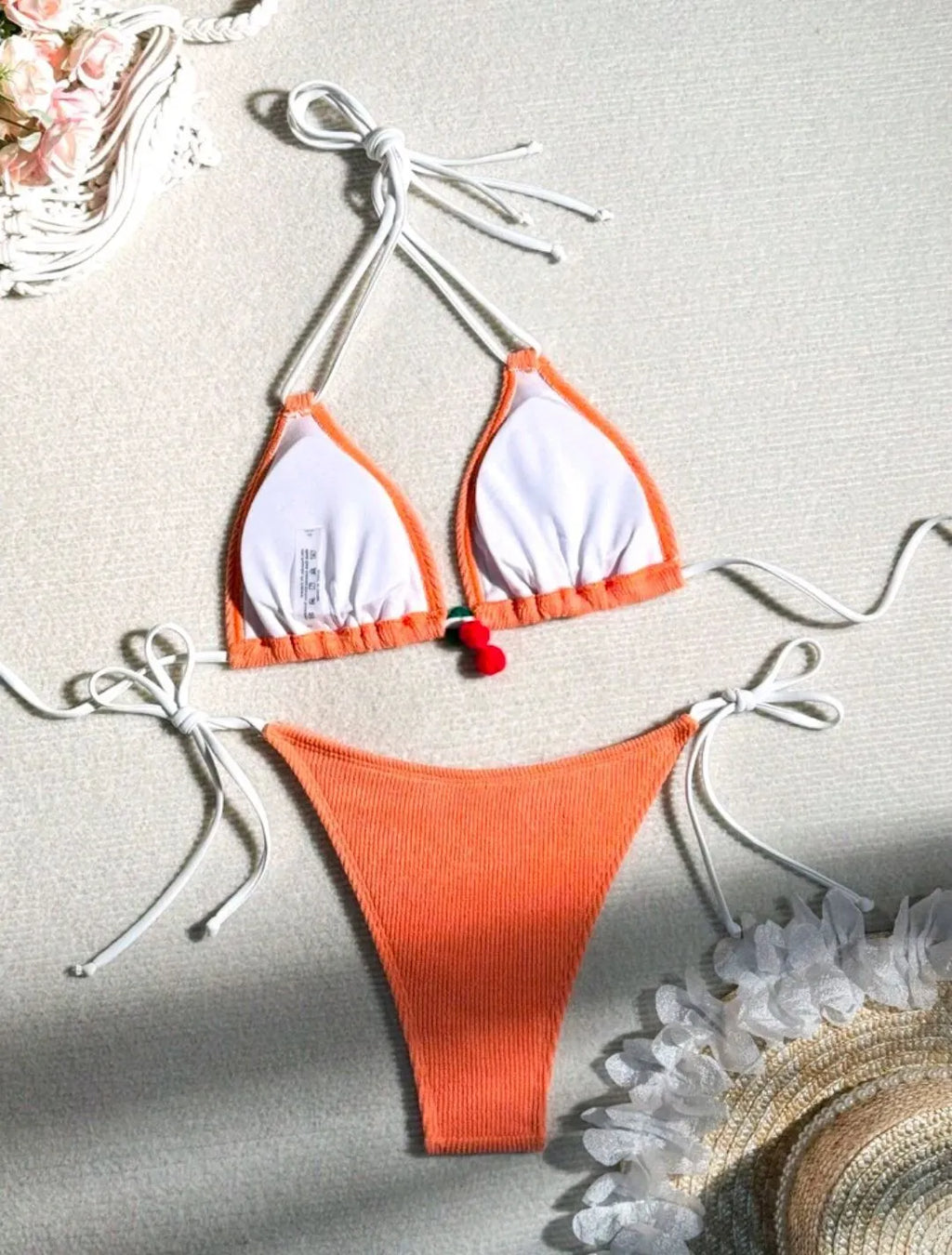 Nylon bikini swimsuit in brief style with backless design for swimming