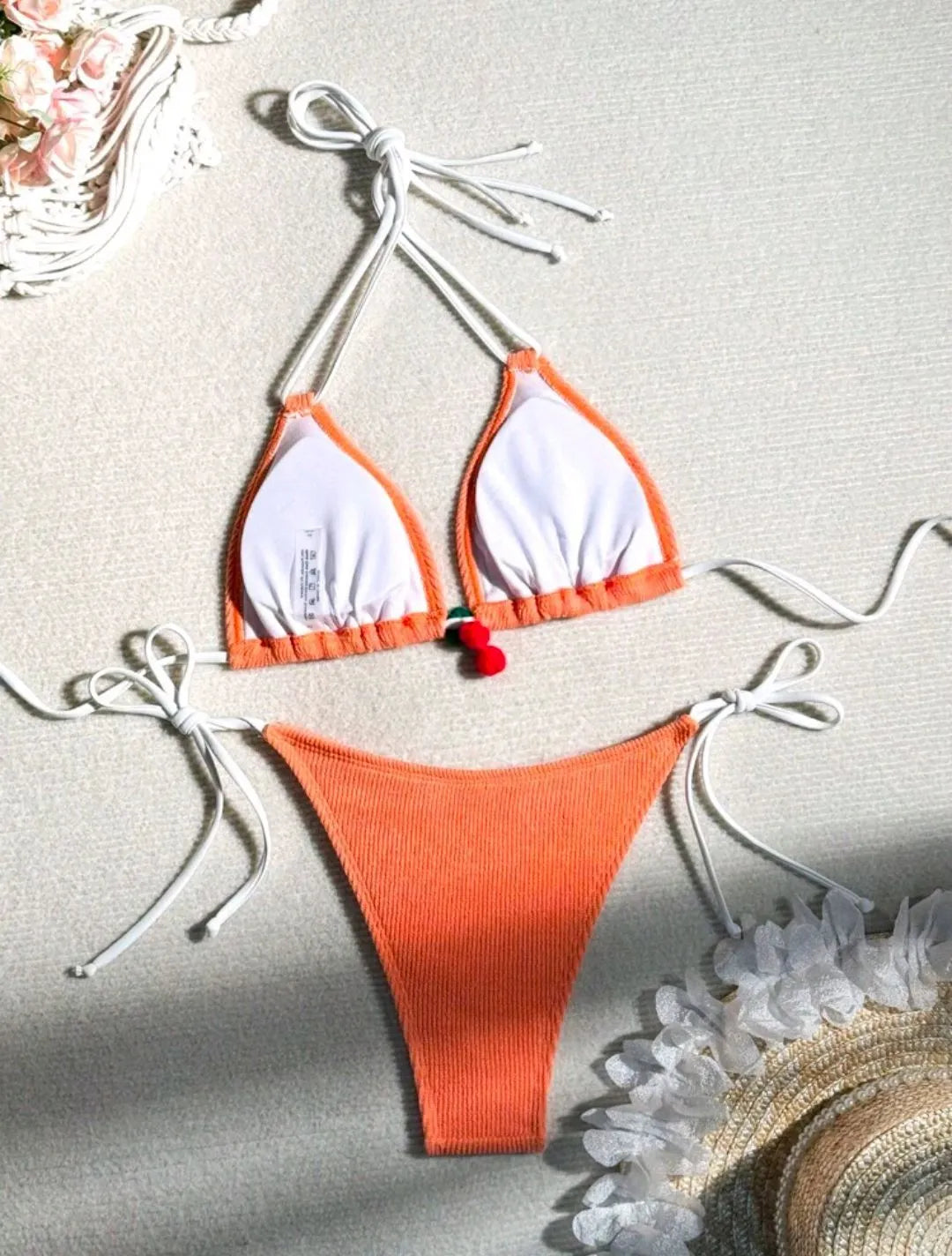 Nylon bikini swimsuit in brief style with backless design for swimming