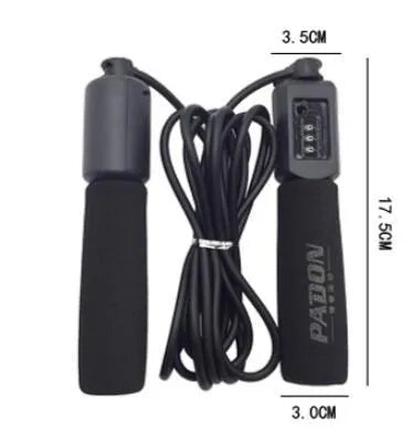PVC skipping rope with foam handles in multiple colour options including black, blue, green and red