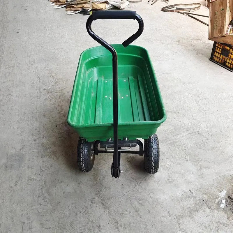Green four-wheel dump truck model TC2145 with steel PP construction for agricultural hauling