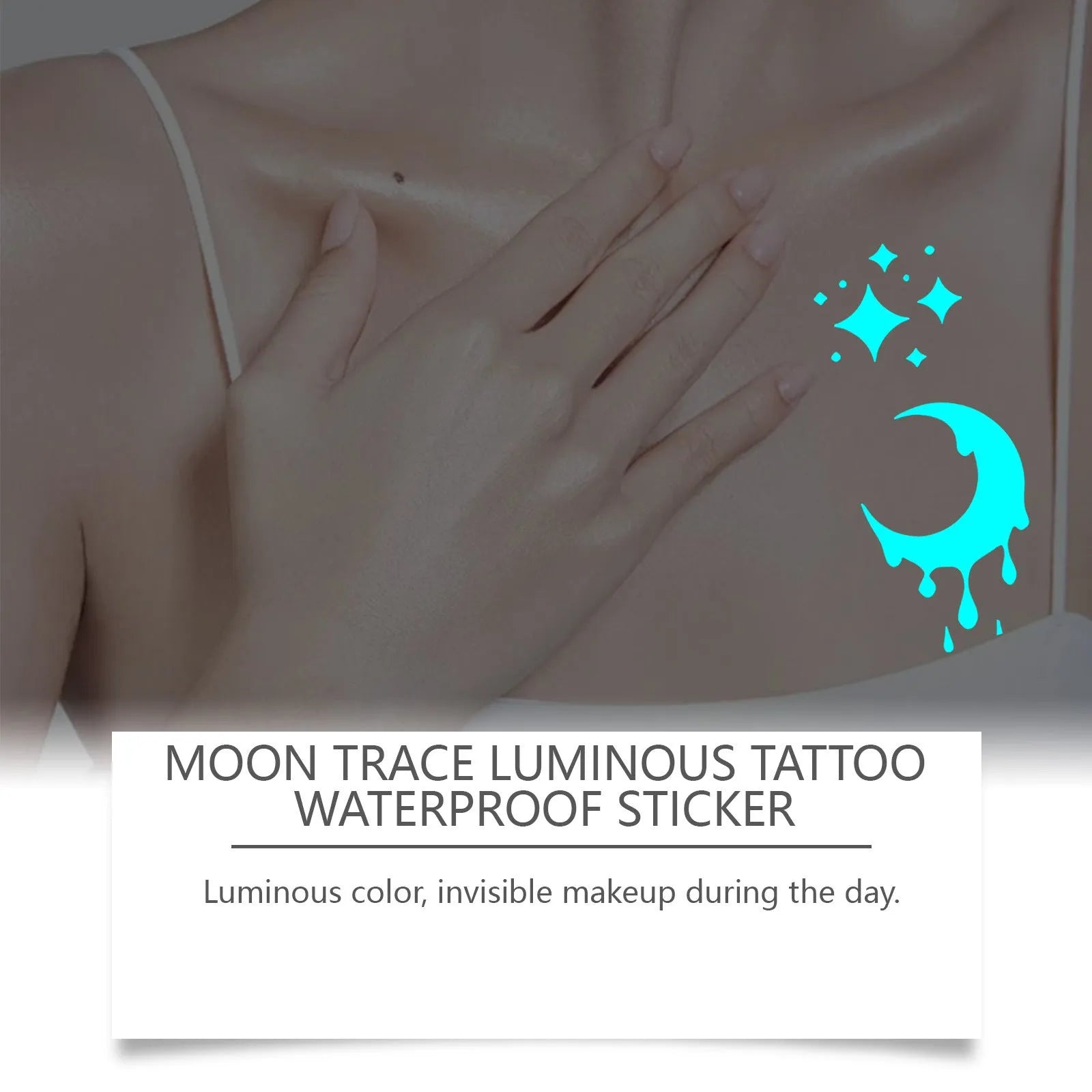 Luminous temporary tattoo stickers pack with glow-in-the-dark party designs