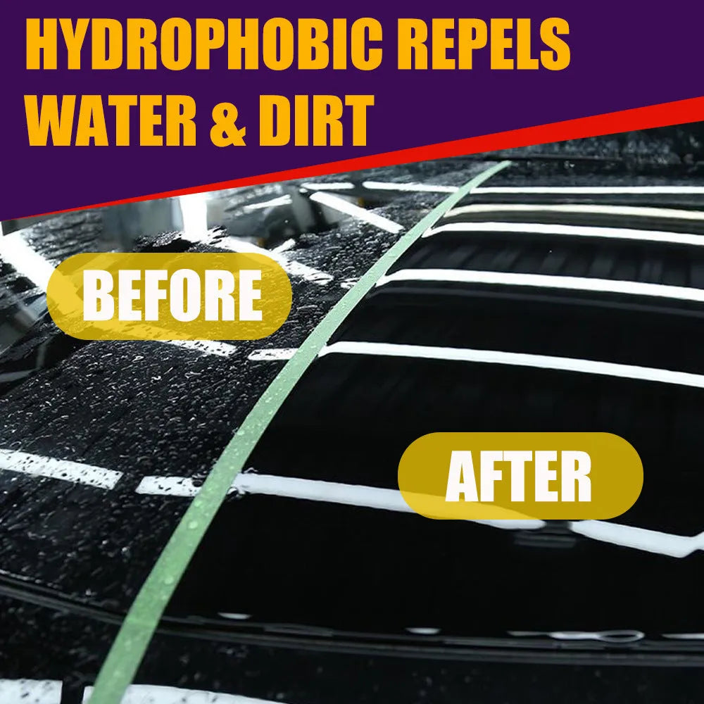 Purple automobile nano coating spray bottle for hand-application car wax.