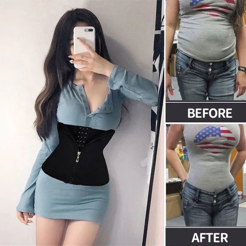 Neoprene body shaping belly band in black, blue, purple or red colours, sizes S to 3XL