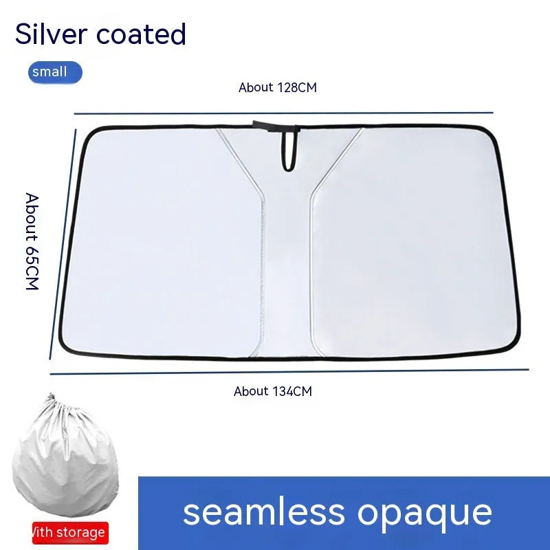 Car double ring front sun shield with NC fabric titanium silver construction for windscreen protection