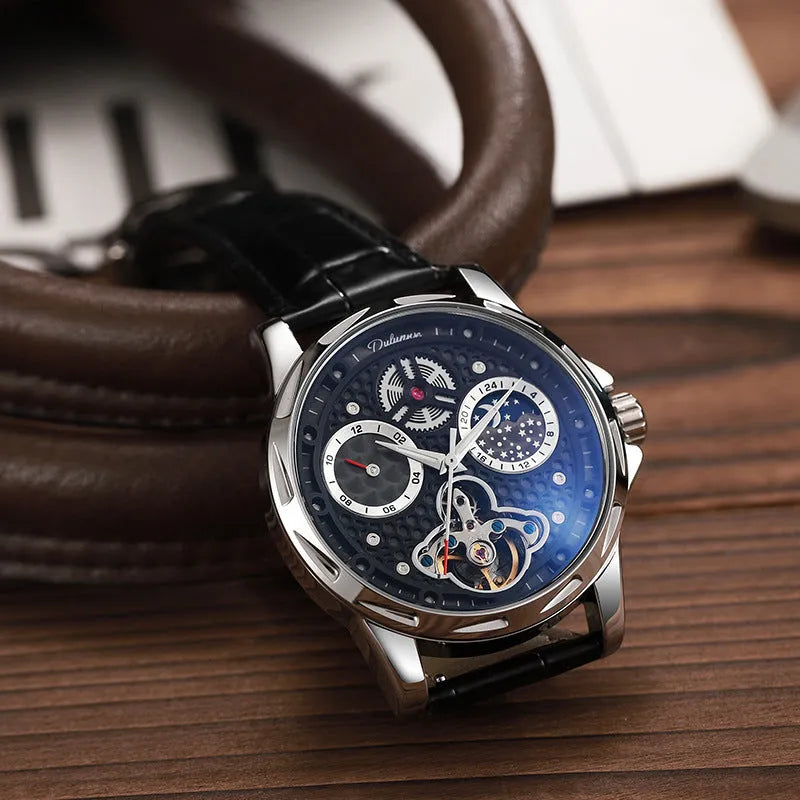 Men's automatic business watch with luminous hands and waterproof construction in multiple colour options