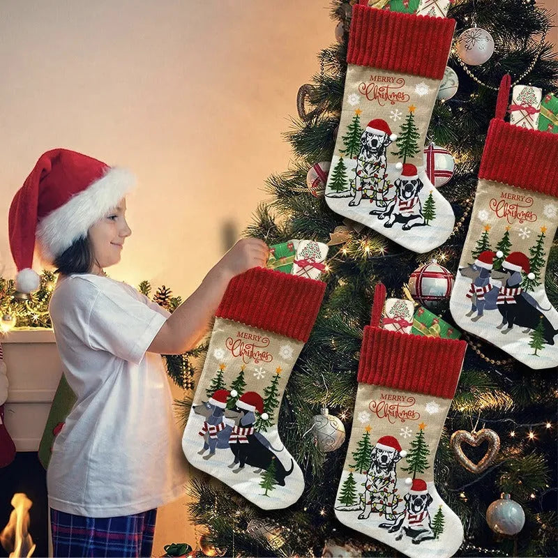 Cloth Christmas tree pendant with cat and dog designs measuring 46 by 28cm