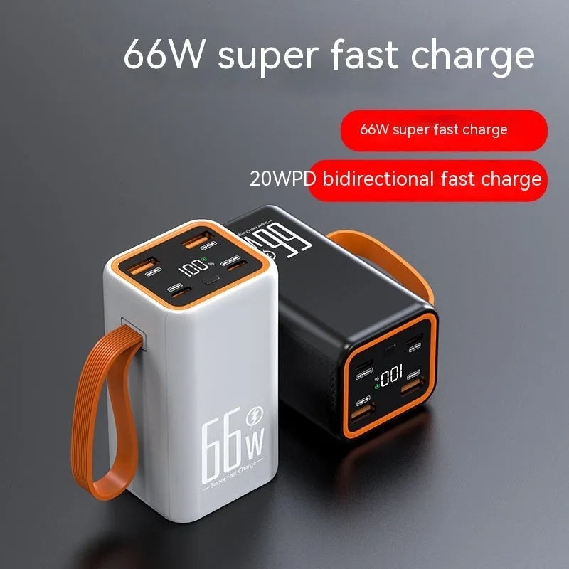 PD66W fast charge 20000 mAh power bank in black or white colours with creative design