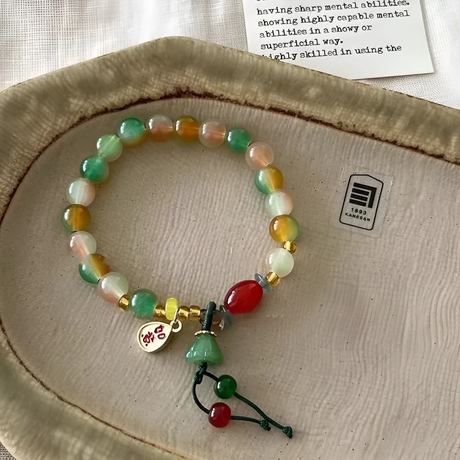 Lotus Ruyi national style bracelet with mixed materials and manual processing