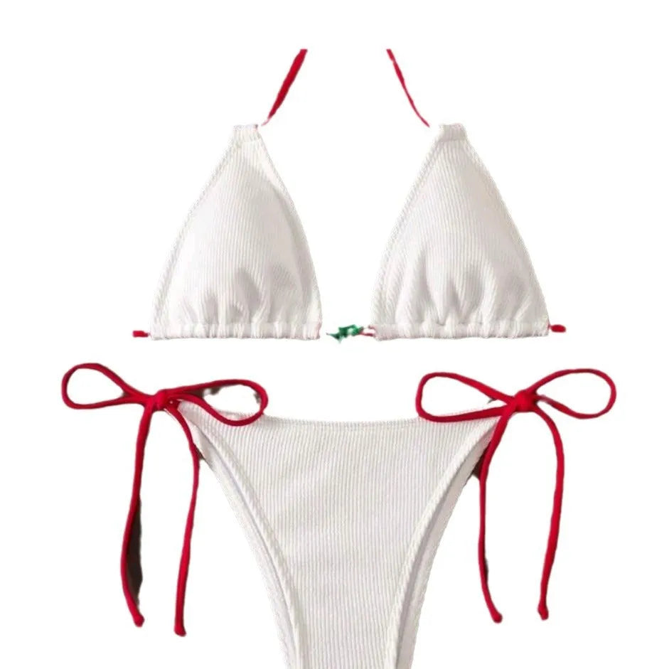 Nylon bikini swimsuit in brief style with backless design for swimming