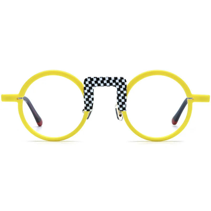 Multi-color round mixed material eyeglass frame unisex plate frame 44-28-148mm