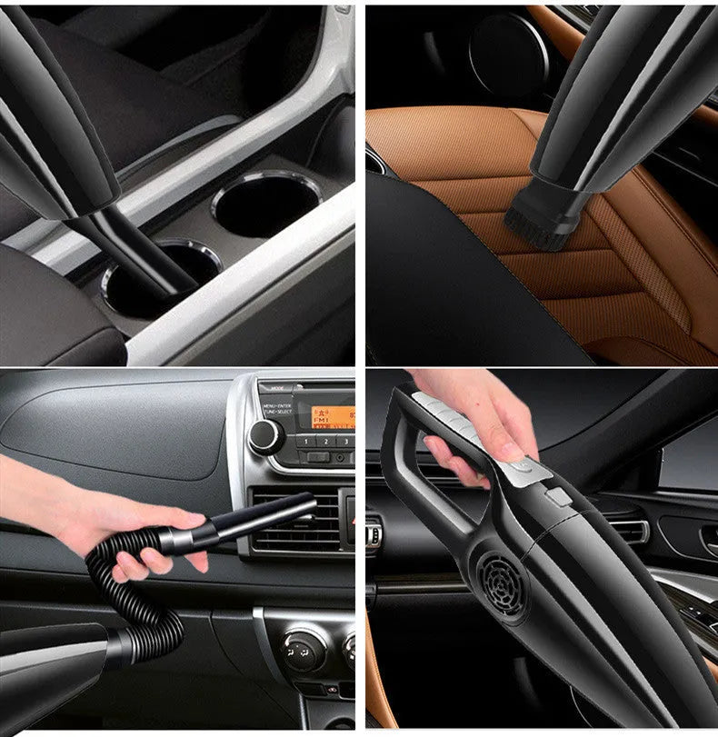 Black and orange cigarette lighter car vacuum cleaner showing 36cm length and portable design