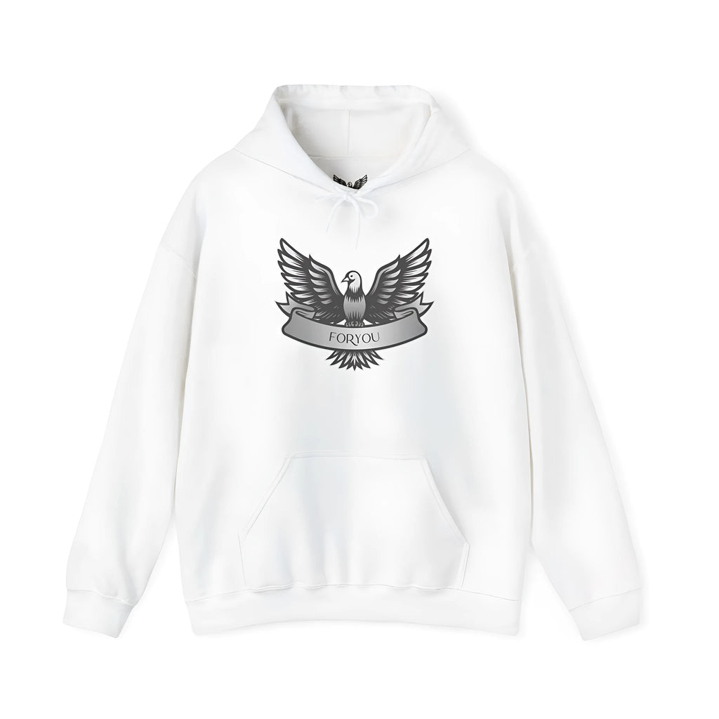 Cotton blend solid colour hoodie pullover with hood and long sleeves on hanger