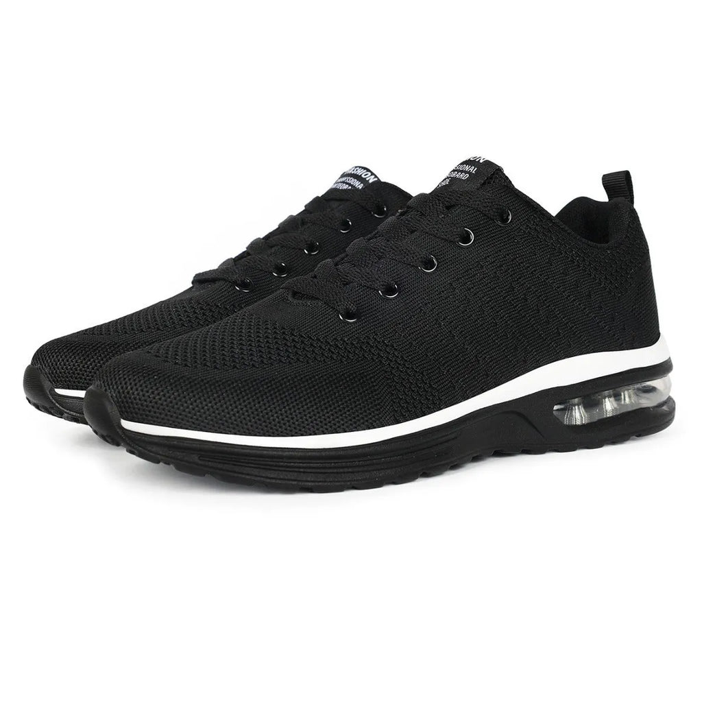 Casual Flyknit breathable running shoes in multiple colours on a white background.
