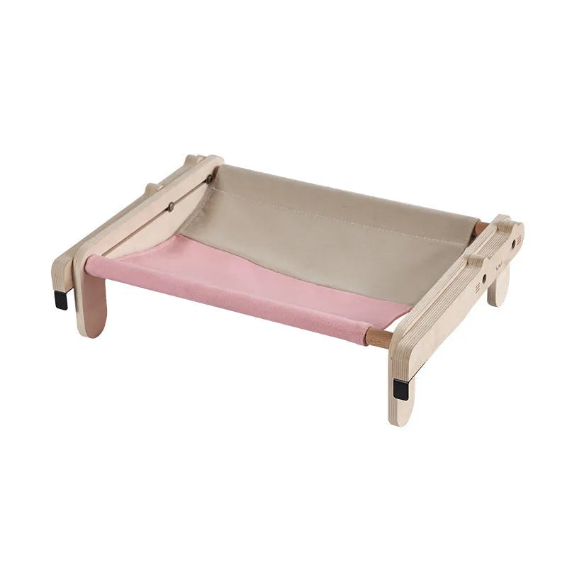 Solid wood cat bed with removable cover in grey blue colour option