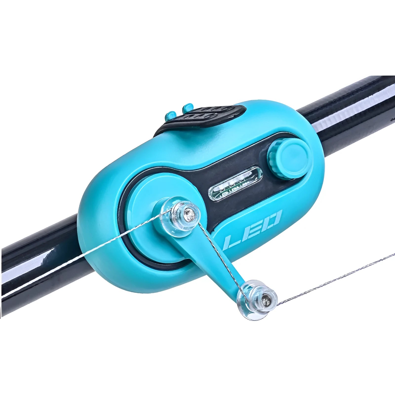 Telescopic fishing rod alarm with automatic night fishing signal lamp in blue wheel style configuration