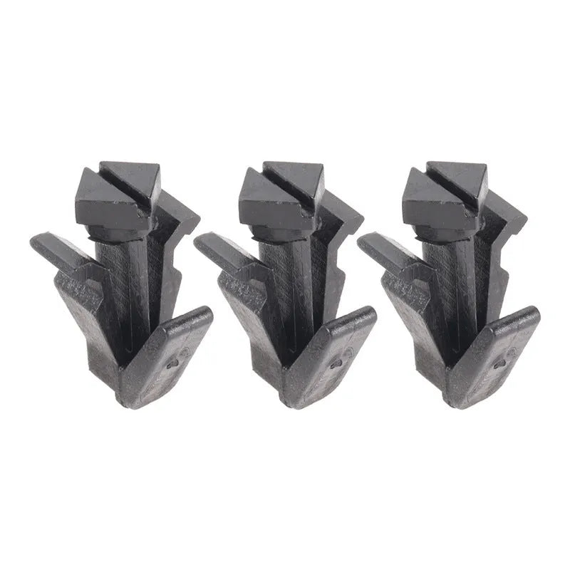 Black plastic Nissan bumper cover radiator grille fastening clip with part number 76882-0M060