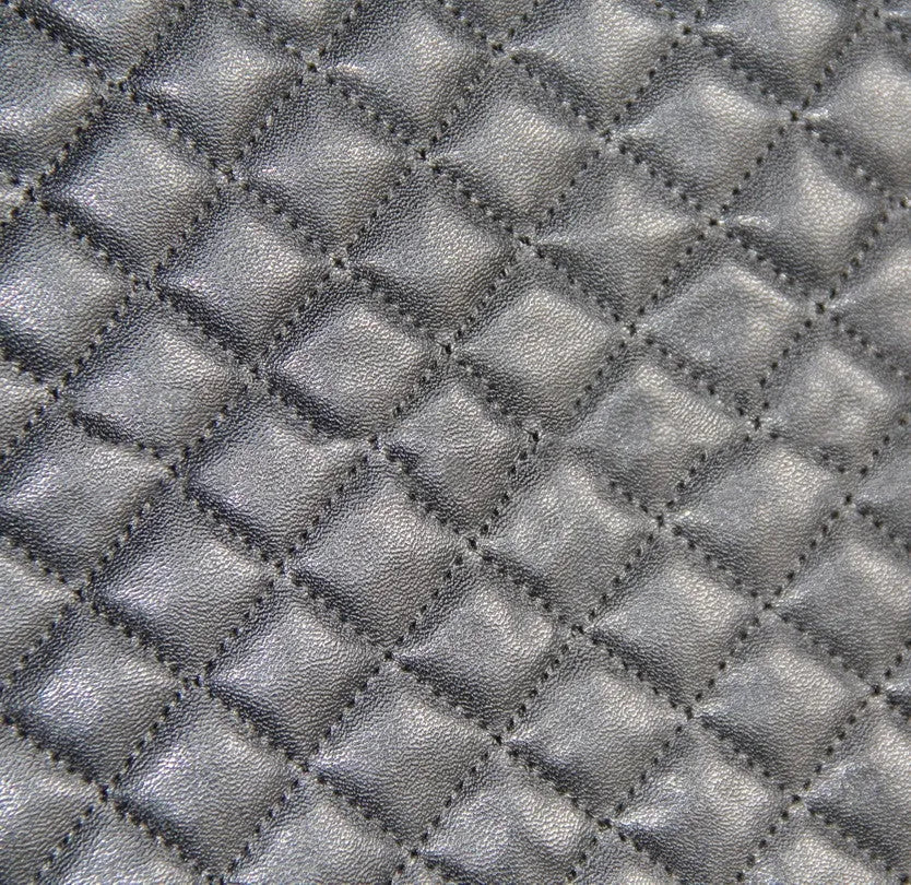 Black quilted automotive seat cover with PU and polyester fabric construction